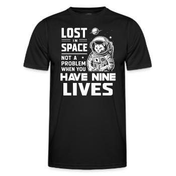 Chat, Astronaute, Astronomie, Système Solaire Externe - T-shirt sport Homme - noir - Devant - AI Model Male 178 dark (178cm)