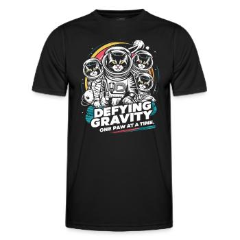 Chat, Astronaute, Astronomie, Système Solaire Externe - T-shirt sport Homme - noir - Devant - AI Model Male 178 dark (178cm)