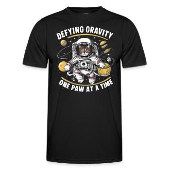 Chat, Astronaute, Astronomie, Système Solaire Externe - T-shirt sport Homme - noir - Devant - AI Model Male 178 dark (178cm)