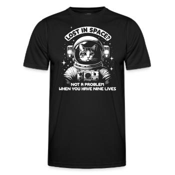 Chat, Astronaute, Astronomie, Système Solaire Externe - T-shirt sport Homme - noir - Devant - AI Model Male 178 dark (178cm)