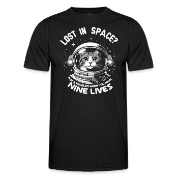 Chat, Astronaute, Astronomie, Système Solaire Externe - T-shirt sport Homme - noir - Devant - AI Model Male 178 dark (178cm)