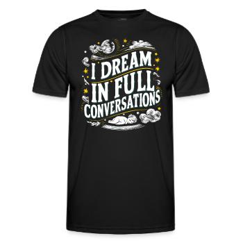 Parler dans le sommeil, Somniloquie, Parler dans le sommeil - T-shirt sport Homme - noir - Devant - AI Model Male 178 dark (178cm)