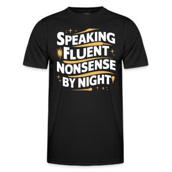 Parler dans le sommeil, Somniloquie, Parler dans le sommeil - T-shirt sport Homme - noir - Devant - AI Model Male 178 dark (178cm)