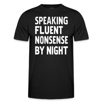 Parler dans le sommeil, Somniloquie, Parler dans le sommeil - T-shirt sport Homme - noir - Devant - AI Model Male 178 dark (178cm)