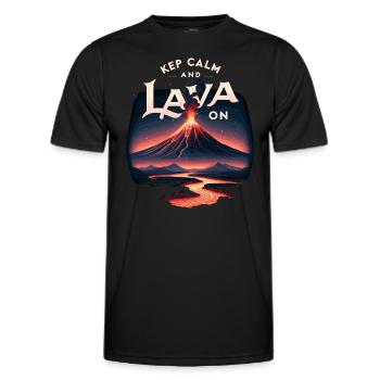 Funny volcano lava geology rock hunting geologist - Men's Functional T-Shirt - black - Front - AI Model Male 178 dark (178cm)