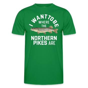 Northern Pike Fisherman Pike Fishing Rod Pike Fish - Men's Functional T-Shirt - kelly green - Front - AI Model Male 178 dark (178cm)