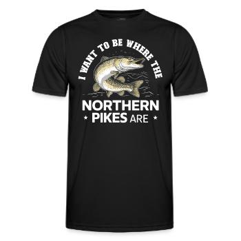 Northern Pike Fisherman Pike Fishing Rod Pike Fish - Men's Functional T-Shirt - black - Front - AI Model Male 178 dark (178cm)