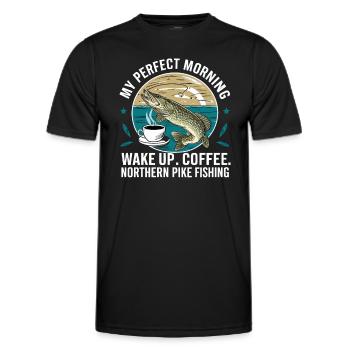 Northern Pike Fisherman Pike Fishing Rod Pike Fish - Men's Functional T-Shirt - black - Front - AI Model Male 178 dark (178cm)