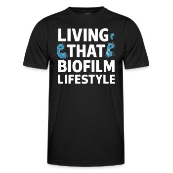 Microbiologiste Microbiologie Laboratoire Biologie des staphylocoques - T-shirt sport Homme - noir - Devant - AI Model Male 178 dark (178cm)