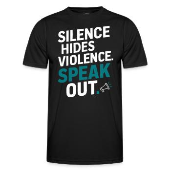 Raising awareness of domestic violence - Men's Functional T-Shirt - black - Front - AI Model Male 178 dark (178cm)