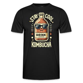 Benefits of Kombucha for Brewer Maker Tea Lover - Men's Functional T-Shirt - black - Front - AI Model Male 178 dark (178cm)