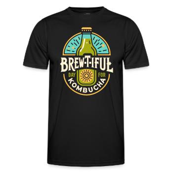 Benefits of Kombucha for Brewer Maker Tea Lover - Men's Functional T-Shirt - black - Front - AI Model Male 178 dark (178cm)