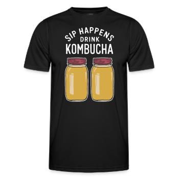 Benefits of Kombucha for Brewer Maker Tea Lover - Men's Functional T-Shirt - black - Front - AI Model Male 178 dark (178cm)