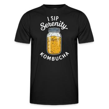 Benefits of Kombucha for Brewer Maker Tea Lover - Men's Functional T-Shirt - black - Front - AI Model Male 178 dark (178cm)