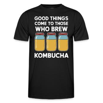 Benefits of Kombucha for Brewer Maker Tea Lover - Men's Functional T-Shirt - black - Front - AI Model Male 178 dark (178cm)