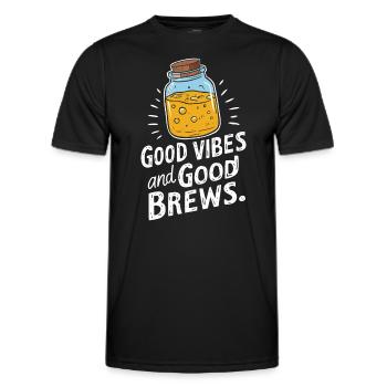 Benefits of Kombucha for Brewer Maker Tea Lover - Men's Functional T-Shirt - black - Front - AI Model Male 178 dark (178cm)