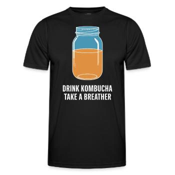 Benefits of Kombucha for Brewer Maker Tea Lover - Men's Functional T-Shirt - black - Front - AI Model Male 178 dark (178cm)