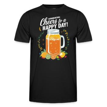 Benefits of Kombucha for Brewer Maker Tea Lover - Men's Functional T-Shirt - black - Front - AI Model Male 178 dark (178cm)