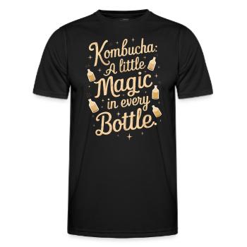 Benefits of Kombucha for Brewer Maker Tea Lover - Men's Functional T-Shirt - black - Front - AI Model Male 178 dark (178cm)