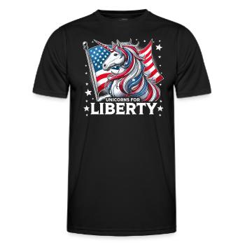 Magischer Patriotismus Amerikanischer Einhorn USA - Männer Funktions-T-Shirt - Schwarz - Vorne - AI Model Male 178 dark (178cm)