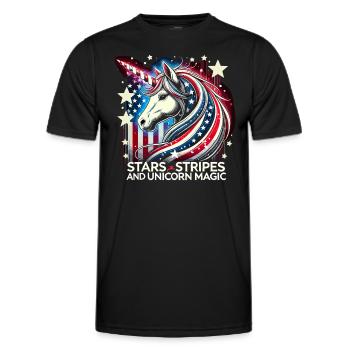Magischer Patriotismus Amerikanischer Einhorn USA - Männer Funktions-T-Shirt - Schwarz - Vorne - AI Model Male 178 dark (178cm)
