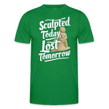 Sculpteurs de sable professionnels sur la plage du - T-shirt sport Homme - vert - Devant - AI Model Male 178 dark (178cm)