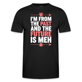 Time travel sci-fi enthusiast and time machine - Men's Functional T-Shirt - black - Front - AI Model Male 178 dark (178cm)