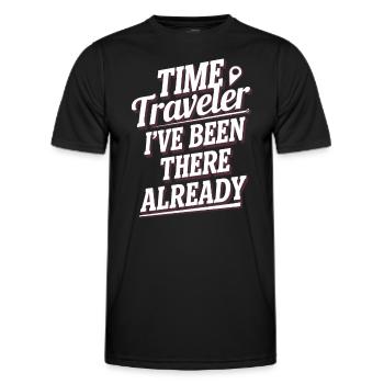 Time travel sci-fi enthusiast and time machine - Men's Functional T-Shirt - black - Front - AI Model Male 178 dark (178cm)