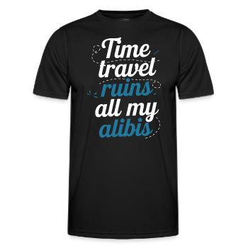 Time travel sci-fi enthusiast and time machine - Men's Functional T-Shirt - black - Front - AI Model Male 178 dark (178cm)