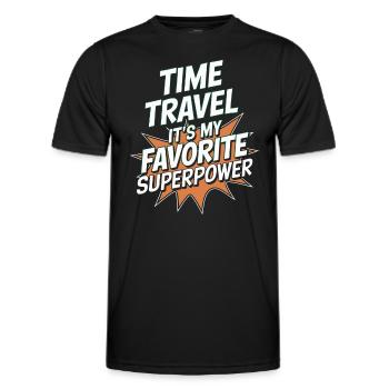 Time travel sci-fi enthusiast and time machine - Men's Functional T-Shirt - black - Front - AI Model Male 178 dark (178cm)
