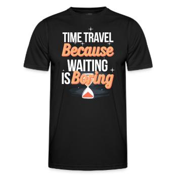 Time travel sci-fi enthusiast and time machine - Men's Functional T-Shirt - black - Front - AI Model Male 178 dark (178cm)