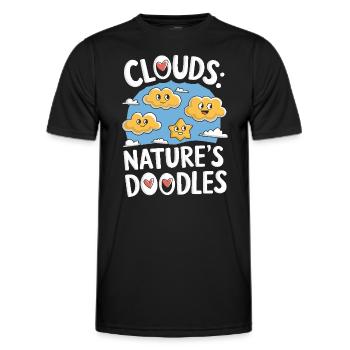 Cloudy view, Relaxing sky, Dreamy - Men's Functional T-Shirt - black - Front - AI Model Male 178 dark (178cm)