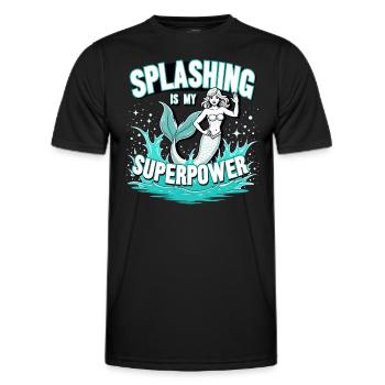 Meerjungfrau Unterwasser Performer Meerjungfrau - Männer Funktions-T-Shirt - Schwarz - Vorne - AI Model Male 178 dark (178cm)