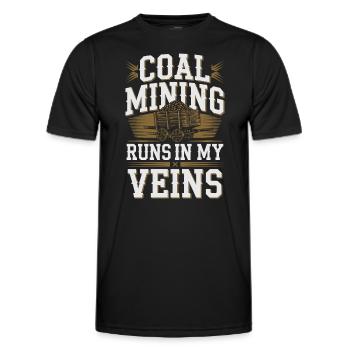 Coal Miner Underground Mining Safety Helmet Worker - Men's Functional T-Shirt - black - Front - AI Model Male 178 dark (178cm)