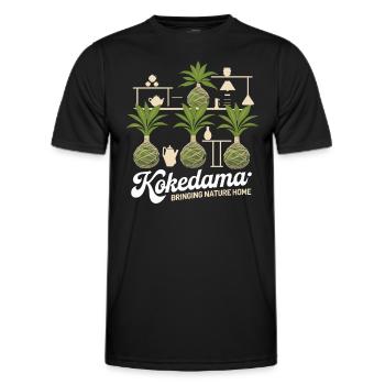 Kokedama Moss Ball Plantes Jardinage Japonais - T-shirt sport Homme - noir - Devant - AI Model Male 178 dark (178cm)