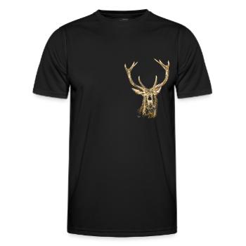 Bronko55 No.50 – Cerf rugissant - T-shirt sport Homme - noir - Devant - AI Model Male 178 dark (178cm)