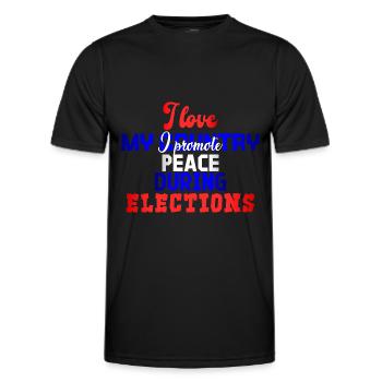 J'aime mon pays, je promeus la paix - T-shirt sport Homme - noir - Devant - AI Model Male 178 dark (178cm)