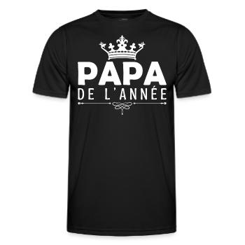 cadeau pour papa Fête des pères, Papa de l’année - T-shirt sport Homme - noir - Devant - AI Model Male 178 dark (178cm)