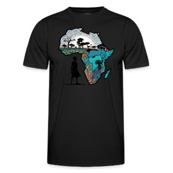 La steppe d’Afrique et les animaux - T-shirt sport Homme - noir - Devant - AI Model Male 178 dark (178cm)