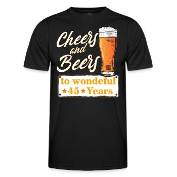 Cheers and Beers to wonderful 45 Years - Männer Funktions-T-Shirt - Schwarz - Vorne - AI Model Male 178 dark (178cm)
