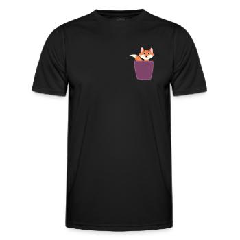 Fuchs in Brusttasche - Männer Funktions-T-Shirt - Schwarz - Vorne - AI Model Male 178 dark (178cm)