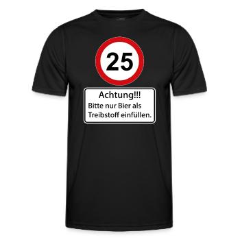 25 Attention : ne remplissez que de la bière comme carburant - T-shirt sport Homme - noir - Devant - AI Model Male 178 dark (178cm)