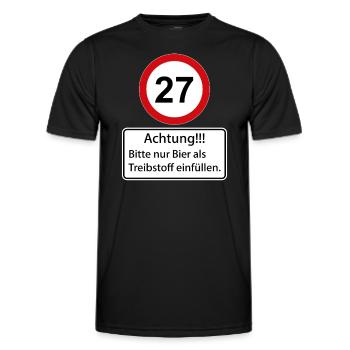 27 Caution only fill beer as fuel - Men's Functional T-Shirt - black - Front - AI Model Male 178 dark (178cm)