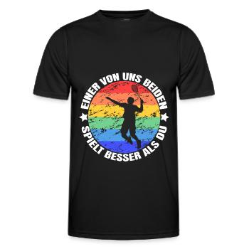Einer von uns beiden Badminton - Männer Funktions-T-Shirt - Schwarz - Vorne - AI Model Male 178 dark (178cm)