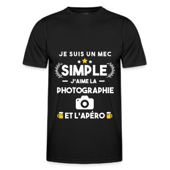 photographie et apéro humour cadeau - T-shirt sport Homme - noir - Devant - AI Model Male 178 dark (178cm)
