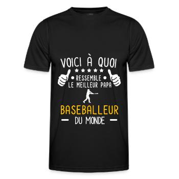 voici meilleur papa baseballeur au monde baseball - T-shirt sport Homme - noir - Devant - AI Model Male 178 dark (178cm)