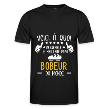 voici meilleur papa bobeur au monde père bobsleigh - T-shirt sport Homme - noir - Devant - AI Model Male 178 dark (178cm)