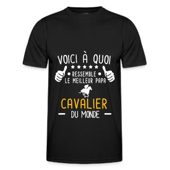 voici meilleur papa cavalier au monde père cheval - T-shirt sport Homme - noir - Devant - AI Model Male 178 dark (178cm)