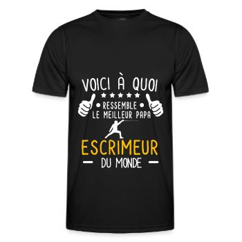 voici meilleur papa escrimeur au monde escrime - T-shirt sport Homme - noir - Devant - AI Model Male 178 dark (178cm)