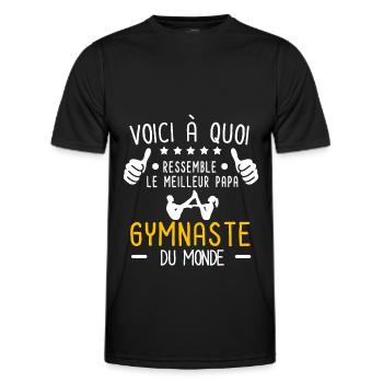 voici meilleur papa gymnaste au monde père gym - T-shirt sport Homme - noir - Devant - AI Model Male 178 dark (178cm)